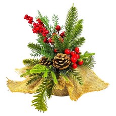摩達客 聖誕裝飾花盆擺飾, 松果紅果款, 1個