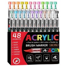 AFAMIC 艾法 創意無限直液式自動出水可疊色丙烯水彩筆 48色, 1套, 14 x 1.2 x 1.2cm