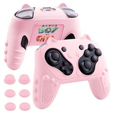 HOHOO 任天堂 Switch 2 Pro控制器2 矽膠握把保護套 貓咪握把, 訓練師 粉紅色, 1個, Cat-Grip Pro