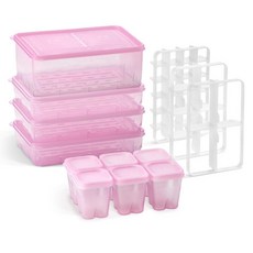 땡스소윤 냉동실 전용 밀폐용기 밀프랩 소분 올인원 13p 세트 핑크, 1세트