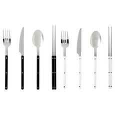 샤블랑 스테인리스 커트러리 디너 2인 세트, 블랙, 화이트, 1세트, 스푼 2p + 포크 2p + 젓가락 2p + 나이프 2p