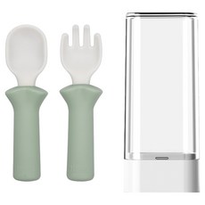 모두아이 유아용 모두얌 스푼 + 포크 + 케이스 세트, 그린릴리, 1세트