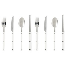 샤블랑 스테인리스 커트러리 디너 2인 세트, 화이트, 화이트, 1세트, 스푼 2p + 포크 2p + 젓가락 2p + 나이프 2p