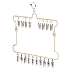 Kyhome 多功能折疊襪子晾曬架/防風無痕晾襪架/內衣褲晾曬架 18夾, 杏色