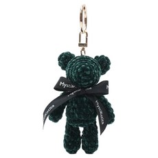 MystiKotita 迷你Dori小熊鑰匙圈 天鵝絨鉤針娃娃編織DIY材料包, 深綠色, 1套