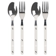 TINNY BLANC Reve 雙人甜點西式餐具組 白色, 1套, 茶匙 2p + 茶叉 2p