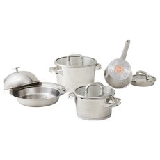 allevo Briant Copper 316不鏽鋼鍋具4件組, 銀色, 單柄鍋 + 雙耳鍋 + 湯鍋 + 蒸鍋, 1個