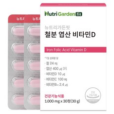 뉴트리가든핏 철분 엽산 비타민D 30g, 1개, 30정