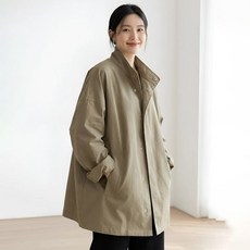 구디프 여성용 바람막이 오버핏 셔츠형 미니멀 하프코트