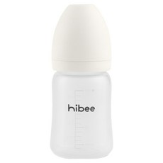 hibee 矽膠塗層安心玻璃奶瓶 無奶嘴, 1個, 160ml, 白色