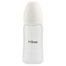 hibee 矽膠塗層安心玻璃無奶嘴奶瓶, 1個, 240ml, 白色