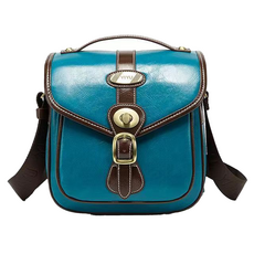 Delirium 復古皮革斜背高級相機肩揹包 小型, 升級藍, 1個