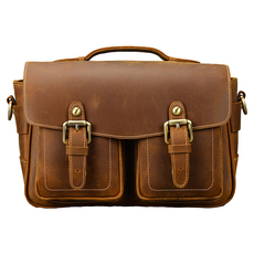 Delirium 復古皮革斜背高級相機肩揹包, 棕色, 1個