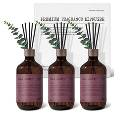 루엘디 프리미엄 대용량 퍼퓸 디퓨저 + 데코 스틱 세트, 블랙체리, 500ml, 3개