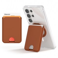 EXCCI Galaxy MagSafe 相容指環支架手機卡夾錢包保護殼, 棕色, 1個