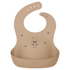 MODU'I NEW 矽膠防水動物圍兜 Modu熊, 沙米色, 1個, 1入