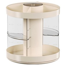 Mabsoshop 360度旋轉透明化妝品收納盒 ONESIZE BRP2616, 奶油白, 1個