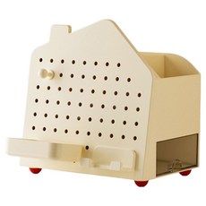 Mabsoshop 房屋造型面紙盒 洞洞板收納盒 22 x 14.5 x 23 cm BRP2637, 奶油色, 1個