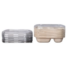 Bloom at home 牛皮紙長方形2格分隔包裝容器組 750ml, 20套