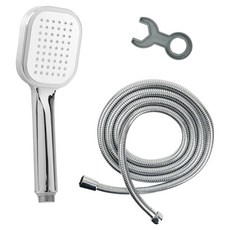 DOOJIN 浴室防滴水方形蓮蓬頭 黃銅不鏽鋼金屬蓮蓬頭軟管 1.5m, 白色(蓮蓬頭), 1個