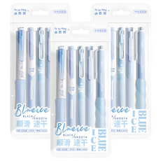 咔巴熊 中性筆 黑色墨水 0.5mm 5個裝, 藍色, 3套