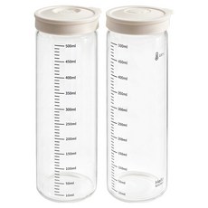 헬로키친 내열유리 실리콘캡 눈금 유리병, 500ml, 2개