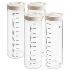 헬로키친 내열유리 실리콘캡 눈금 유리병, 500ml, 4개