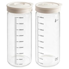 헬로키친 내열유리 실리콘캡 눈금 유리병, 400ml, 2개