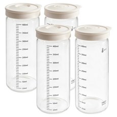 헬로키친 내열유리 실리콘캡 눈금 유리병, 400ml, 4개