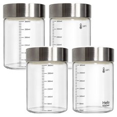 헬로키친 내열유리 눈금 유리병 와이드형, 300ml, 4개