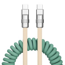 FLaiTO Type-C轉Type-C Candy Pop 60W 彈簧超高速充電數據傳輸線, 1個, 薄荷米色, 65cm