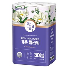 Hanyeji 天然紙漿 花園花朵 3層 捲筒衛生紙, 30m, 30捲, 1個