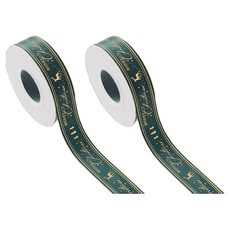 Koori 聖誕緞帶禮物包裝繩 5W0893, 綠色1, 2個, 18m