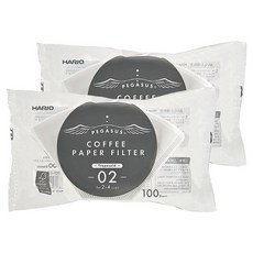 하리오 페가수스 종이 커피 필터 02 화이트 PEF-02-100W, 100개입, 2개