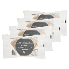 HARIO 好璃奧 Pegasus 咖啡濾紙 01 棕色 PEF-01-100M, 4個, 100入