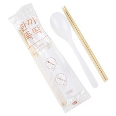 아이엔피 개별포장 한끼뚝딱 일회용 숟가락 + 젓가락 세트 17.5cm, 50세트