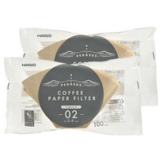 하리오 페가수스 종이 커피 필터 02 브라운 PEF-02-100M, 100개입, 2개