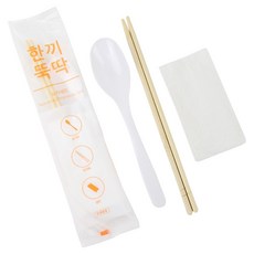 아이엔피 개별포장 한끼뚝딱 일회용 숟가락 + 젓가락 + 냅킨 세트 20cm, 50세트