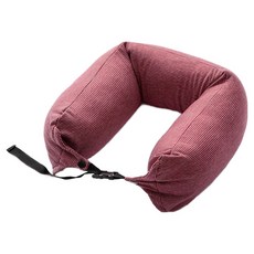 제넷 U자형 고급 줄무늬 낮잠 베개, 자홍색