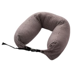 제넷 U자형 고급 줄무늬 낮잠 베개, 커피 브라운