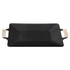 Eluha 家用 居家派對用 麥飯石 5層 雙耳 木柄 瓦斯爐 烤盤, 1個, 36cm