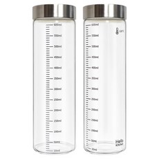 헬로키친 내열유리 눈금 유리병, 600ml, 2개