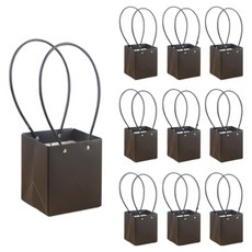 KHOOMIE 牛皮紙手提紙盒 花卉盒 10入組 5W0899 長方形 小號, 黑色, 1套