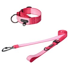분독 강아지 플레이리쉬 롱리드줄 3.2m + 마틴게일 와이드 목줄 세트, 스트로베리, 1세트