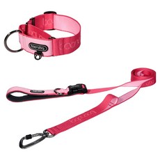 분독 강아지 플레이리쉬 롱리드줄 2m + 마틴게일 와이드 목줄 세트, 스트로베리, 1세트
