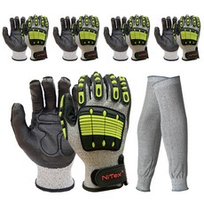NiTex CUT A5 防撞手套 雙手穿戴 5入 + 防割袖套 2入 組, 麻灰色, 1套