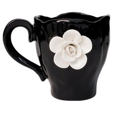 인블룸 까멜리아 플라워 머그컵 380ml, 블랙, 1개