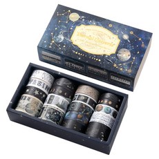 스티코니 기억의 페이지 시리즈 빈티지 마스킹 테이프 18롤 세트, 별의 기록, 1세트