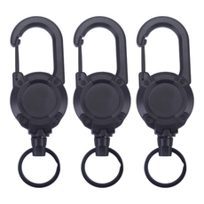 小麥購物 背包伸縮鋼絲防丟繩 L1477, 黑色, 3個