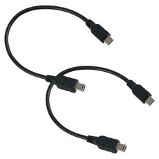 Coms USB Micro B to Mini 5P 轉接線 Micro Mini 5-pin Android 20cm 2入, 黑色, 1個